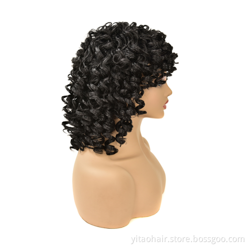 Wholesale Short Afro Curly Kinky Wig Fulffy Wave Synthetic Hair Wigs for Black Women Ombre Brown Blonde Short Curly Wigs
